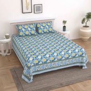 Cotton Premium <b>Double</b> <b>Bed</b> <b>Sheet</b> 144 TC Lightweight Breathable Soft Fabric Made In India Custom Order - Product Image 4