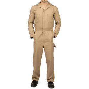 Combinaison de travail en coton kaki pour homme, décontractée, à manches longues, couleur unie, uniforme d'automne - Product Image 1