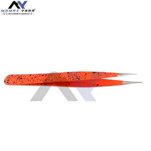 Pince à épiler pour extensions de cils de haute qualité, orange et noire, en acier inoxydable, pour maquillage et pose de cils - Product Image 3