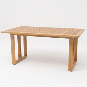 Table à manger rectangulaire en bois massif Felcia pour l'extérieur avec un design moderne à lattes, durable et écologique - Product Image 4