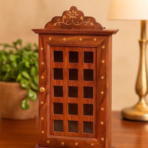 Sheesham Wood with <b>Mirror</b> Inlay wooden key holders and wall hooks OEM Custom Wholesale | Aqdus Saleem India - Product Image 1