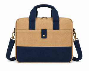 Sacoche Classique en Jute pour Ordinateur Portable 15,6 Pouces avec Poignée et Fermeture, Sac de Bureau et de Voyage Durable et Écologique avec Sangle Réglable - Product Image 1