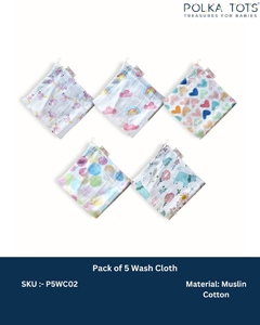 Lot de 5 lingettes en coton mousseline Polka Tots, douces et délicates, pour le visage du bébé, absorbantes, réutilisables, pour le bain des nouveau-nés et des nourrissons - Product Image 3