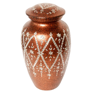 Urnas funerarias de aluminio clásicas de alta calidad para adultos, con acabado en color marrón con corte de diamante, para cenizas humanas. - Product Image 1