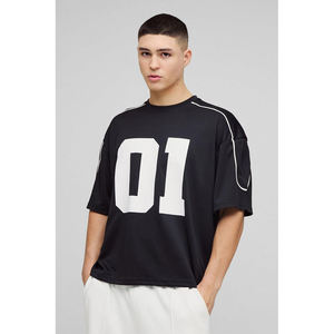 Camiseta Gráfica Oversize para Hombre, Negra, Estampado 01, Cuello Redondo, Manga Corta, Estilo Urbano, Informal, para Verano - Product Image 1
