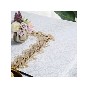 Nouvelle nappe personnalisable légère 100% coton brodé Jacquard doré 4ft pour des rassemblements élégants séchage rapide réutilisable - Product Image 3
