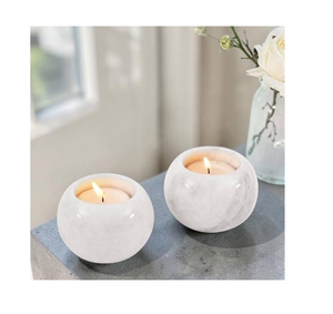 Natural <b>Marble</b> <b>Candle</b> Holder Tealight Stand White Stone Color Round Shape White Stone <b>Marble</b> <b>Candle</b> Holder - Product Image 2