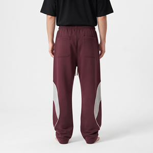 Pantalon de survêtement homme bicolore en coton épais, coupe large, style streetwear décontracté pour l'hiver - Product Image 5
