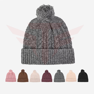 Unisex Solid Color Acrylic <b>Beanie</b> Hat 56-58CM Casual Winter Knitted Cap <b>with</b> <b>Pom</b> <b>Pom</b> for Adults - Product Image 6