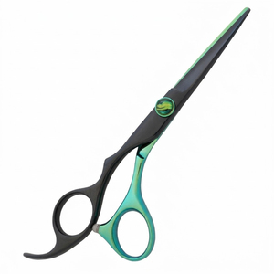 Ciseaux de coiffure professionnels de haute qualité, design ergonomique, lame noire mate avec accents vert irisé, outil de salon de coiffure - Product Image 2