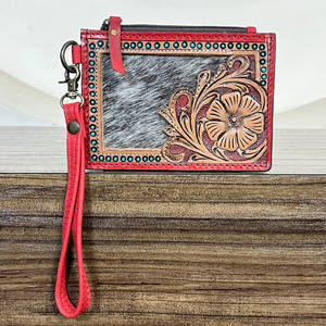Extreme Quality Genuine Cowhide Leather <b>Women</b> Clutch Floral Design Zipper Pouch Coin & ATM <b>Credit</b> <b>Card</b> Holder For Shopping - Product Image 3