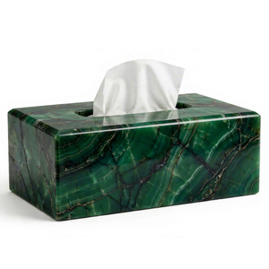 Portarrollos de Resina Verde con Aspecto de Mármol, Cubierta para Caja de Pañuelos, Decoración Moderna para Oficina y Hogar - Product Image 1