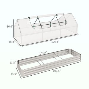 Fioriera rialzata zincata 8.6 x 3 x 1 piede con mini serra per erbe aromatiche e ortaggi, copertura per piccolo giardino - Product Image 3