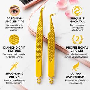แหนบต่อขนตา Morje Surgical ชุบทอง สแตนเลสสตีล ปลายเรียบ ขนาด 10 มม. สำหรับต่อขนตา - Product Image 6