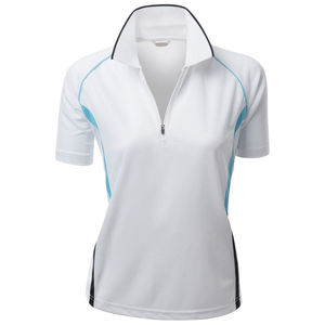 Polo de Manga Corta para Mujer, Color Sólido, Corte Regular, Cierre Frontal con Cremallera, Estilo Casual, Tejido de Poliéster de Secado Rápido - Product Image 1