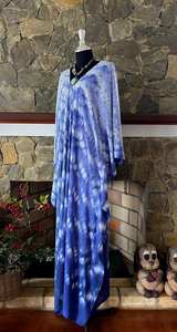 ชุดเดรสคาฟทันสีครามสไตล์ญี่ปุ่น ไซส์เดียว ผ้ามัดย้อมสไตล์โบฮีเมียน ชุดคลุมชายหาดทรงพลิ้ว ชุดเดรสยาวใส่สบายสำหรับฤดูร้อน - Product Image 4