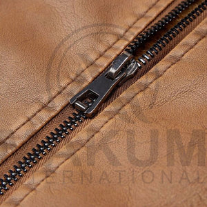 Leather Motorcycle <b>Jacket</b> Winter Warm Solid Color Moto Biker Style - Product Image 6