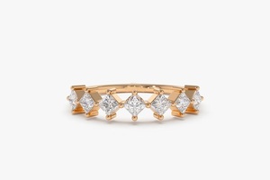 Anillo moderno de moissanita con corte princesa y siete piedras para mujer, plata 925 con baño de rodio, regalo para pareja - Product Image 3
