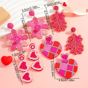 Joyería de Moda Estilo Bohemia para el Día de San Valentín, Hecha a Mano con Rafia y Cuentas, con Diseño de Girasol y Corazón Floral Colorido, para Verano y Playa - Product Image 6
