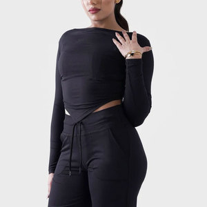 Camiseta Deportiva de Yoga para Mujer, de Alta Resistencia, Elástica, Manga Larga, Cuello Ancho, Compresión, Absorbe la Humedad - Product Image 4