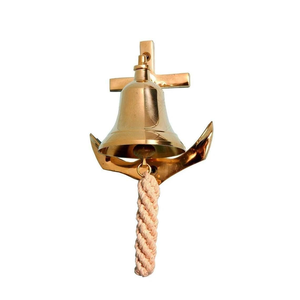 Campana de Barco Vintage de Latón para Montar en la Pared, Campana Náutica Marina con Cuerda, Campana Decorativa para el Hogar, la Oficina y Decoración Costera - Product Image 3