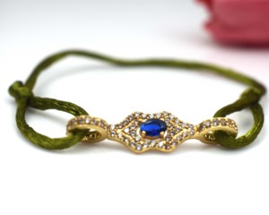 Wholesale Neon Green Cord Gold Plated Adjustable <b>Bracelet</b> with Diamonds and CZ for Unisex Wedding and Party Occasions - Product Image 2