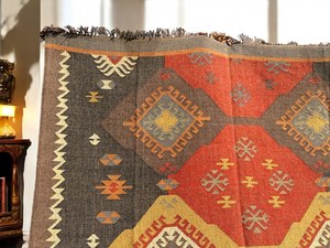 Tapis Kilim Moderne Écologique Fait Main à Motif Abstrait en Laine Rectangulaire pour Salon Antidérapant à Poils Moyens en Latex - Product Image 5