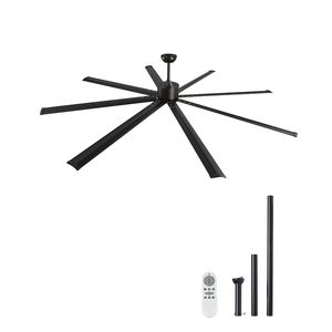 Ventilatore da soffitto moderno da 40W in metallo a basso profilo con 8 pale in alluminio, motore DC reversibile, telecomando a 6 velocità e luce integrata - Product Image 1
