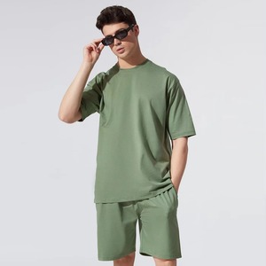 Ensemble t-shirt et short en coton rayé pour homme, vêtements décontractés d'été, respirant, blanc - Product Image 4