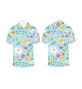 Polo pour homme bleu ciel à imprimé floral et oiseaux, décontracté, à manches courtes, mode été, chemise de golf - Product Image 6
