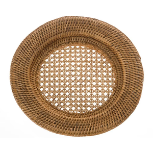 Elegante Plato de Ratán Natural para Decoración de Mesa de Comedor, Bellamente Elaborado por Artífices Indios Expertos - Product Image 1