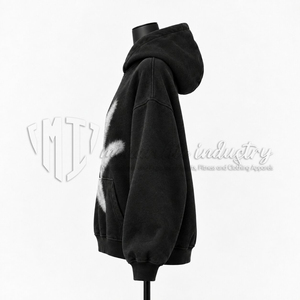 Sudadera con Capucha Negra Extra Grande para Mujer, Sudadera de Forro Polar con Estampado Gráfico Personalizado, Sudadera Informal de Estilo Urbano, Venta al por Mayor - Product Image 4