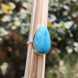 Larimar <b>Ring</b> <b>Men</b> Sterling <b>Silver</b> Natural Blue Gemstone Engagement Gift Handmade Jewelry Elegant - Product Image 4