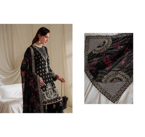 Ssumaira <b>Present</b> Omara festive <b>eid</b> collection by Nureh Embroidered Embellished silk & chiffon jacquard collection Anarkali - Product Image 4