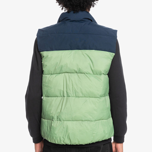 Gilet matelassé imperméable personnalisable pour homme, col montant, fermeture éclair, coupe-vent, vêtement d'extérieur d'hiver décontracté, vert marine - Product Image 5