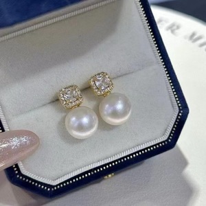 Boucles d'oreilles en perles d'eau douce de 10-11 mm, blanches et violettes, avec une forte brillance, argent S925, longues, féminines, tempérament, bijoux en diamant - Product Image 3