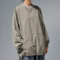 Kaos Rajut Pria Lengan Pendek O-Neck Warna Solid Ukuran Besar Atasan Kasual Ramah Lingkungan untuk Aktivitas Luar Ruangan Hitam Abu-abu