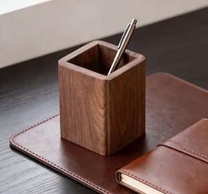 Organisateur de bureau en bois naturel, porte-stylos, boîte de rangement - Product Image 4