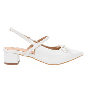 Escarpins blancs à bout pointu et bride cheville pour femme Ann'S, avec nœud décoratif, talon moyen, en cuir véritable, chaussures habillées confortables pour le bureau - Product Image 2