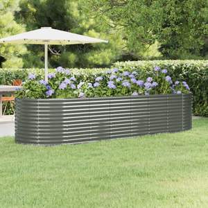 Jardinera Elevada Grande de Acero con Recubrimiento en Polvo Gris, Macetas Grandes para Flores y Jardines - Product Image 1