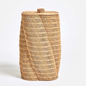 Tall Natural Rattan Storage <b>Basket</b> <b>With</b> <b>Lid</b> Rustic Style For Sundries Organization <b>Laundry</b> <b>Basket</b> Decorative Bathroom Organizer - Product Image 3
