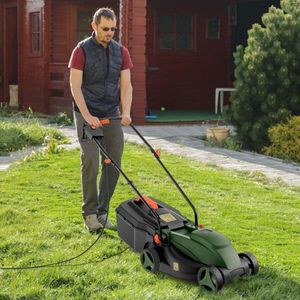 Tagliaerba Elettrico Industriale da 13,5 Pollici, 12 Ampere, con Altezza di Taglio Regolabile e Cesto di Raccolta Erba - Product Image 6