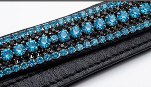 Bride d'équitation occidentale en cuir élégante et personnalisable avec frontale ornée de strass et surpiqûres fantaisie, modèle Full Cob CB-96 - Product Image 3