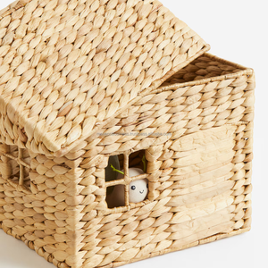 Caja de Almacenamiento Vintage Ecológica en Forma de Casa de Jacinto de Agua, Tejida a Mano con Asa, Tamaño Personalizado, Decoración Festiva - Product Image 3