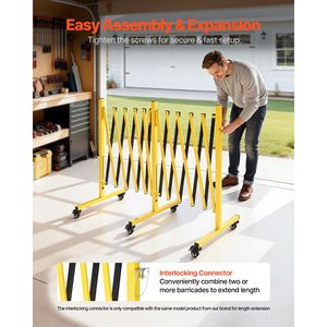 18FT Portable Folding Double Expandable Industrial <b>Safety</b> Barricades Flexible Mobile Barrier Locking Casters <b>Roadway</b> Products - Product Image 5