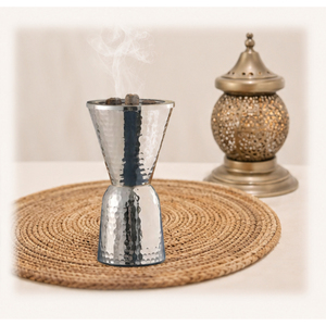Hammered Silver Bakhoor Burner Stainless Steel Incense Holder Metal Mabkhara for Arabian Oud and Home Aromatherapy <b>Decor</b> - Product Image 2