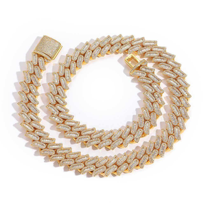 Collier chaîne cubaine en argent 925 plaqué or blanc, style hip-hop, avec diamants moissanite VVS taille ronde personnalisée, bijoux fins pour hommes - Product Image 1