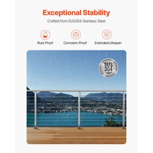 Confezione da 1 Palo per Ringhiera in Acciaio Inox 36x1x2 Pollici per Ringhiere a Livello e Scale, Pre-Forato, Dispositivi di Assistenza - Product Image 3