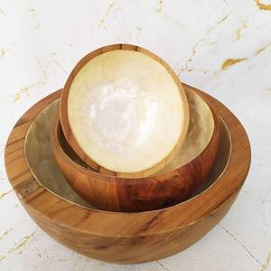 Tazón de Madera Hecho a Mano de Lujo con Interior de Concha de Perla Natural, Tazón de Servir de Madera de Primera Calidad para Frutas, Ensaladas, Postres y Aperitivos - Product Image 4
