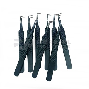 Pinzas para Extensión de Pestañas con Punta de Fibra RMI, Acabado Negro, Pinzas para Mega Volumen Ruso, Pinzas para Pestañas con Puntas de Fibra de Marca Privada - Product Image 3